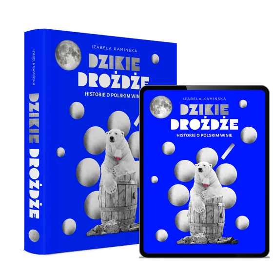 Książka „Historie o polskim winie” i e-book na tablecie